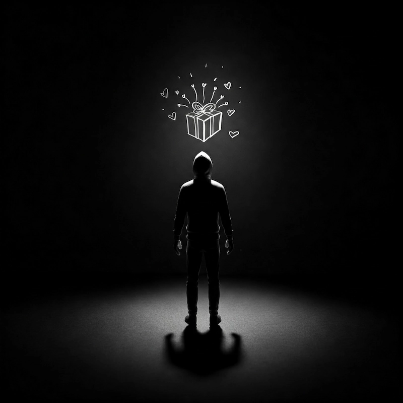 Illustrazione che rappresenta l'ispirazione e la nascita dell'idea di My Perfect Gift.