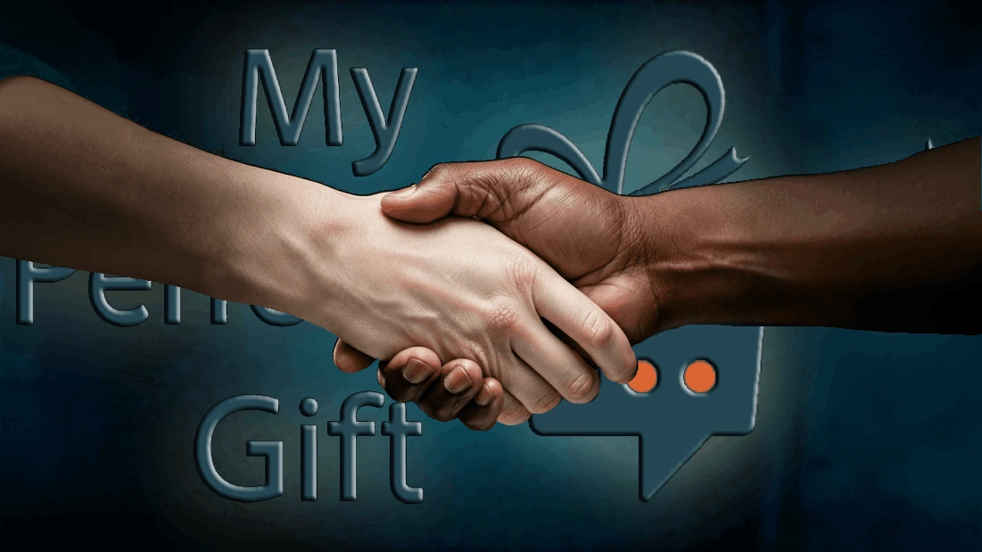 Due persone si stringono la mano, a simboleggiare la comunicazione e il supporto offerti da My Perfect Gift.